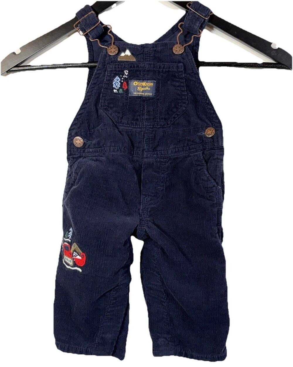 OshKosh Bib Overalls Vestbak Navy Blue Snow Truck Vehicles Boys 3 month